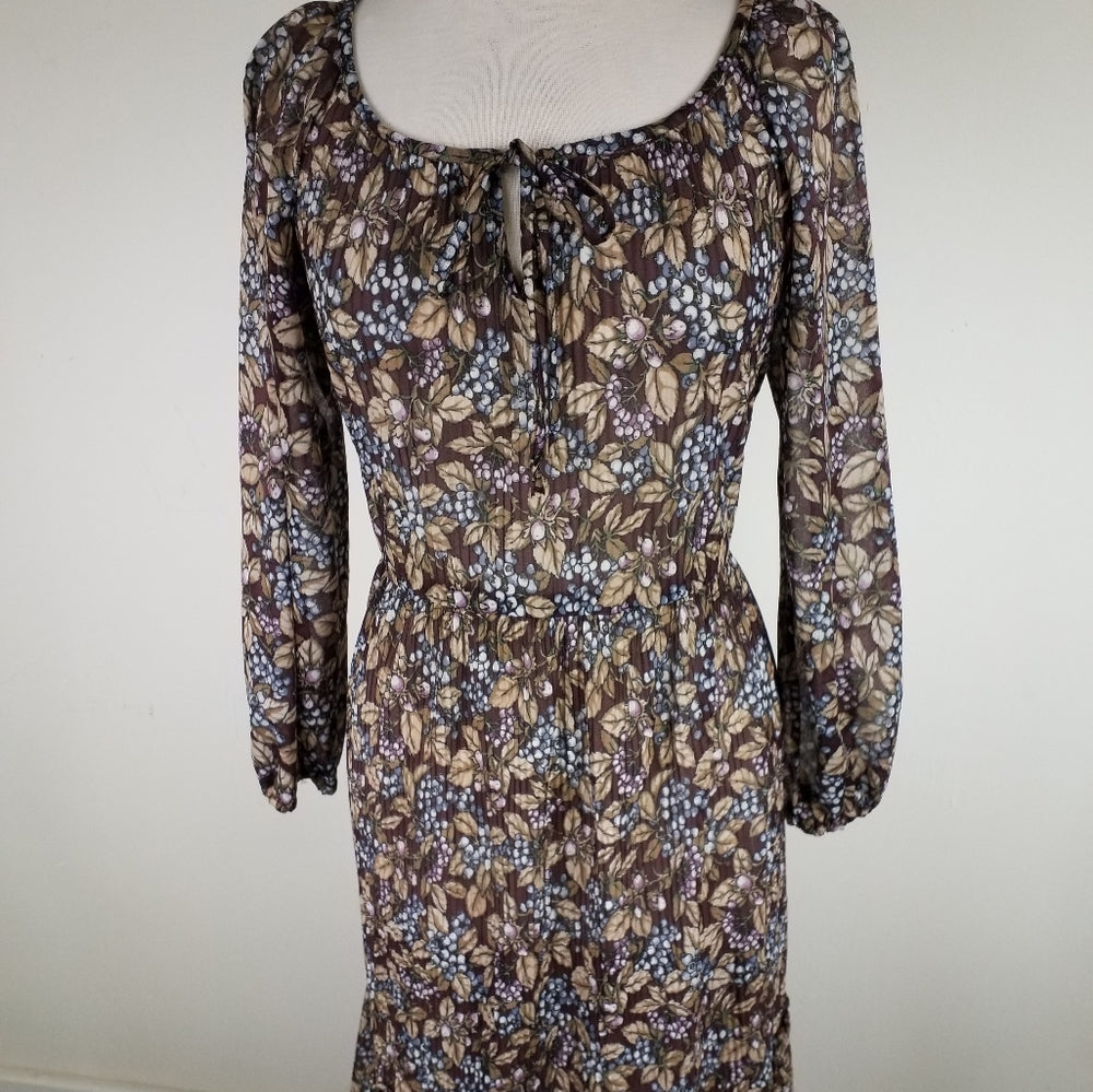 Medium 1970's Sheer Floral Dress Vintage 70s Disco