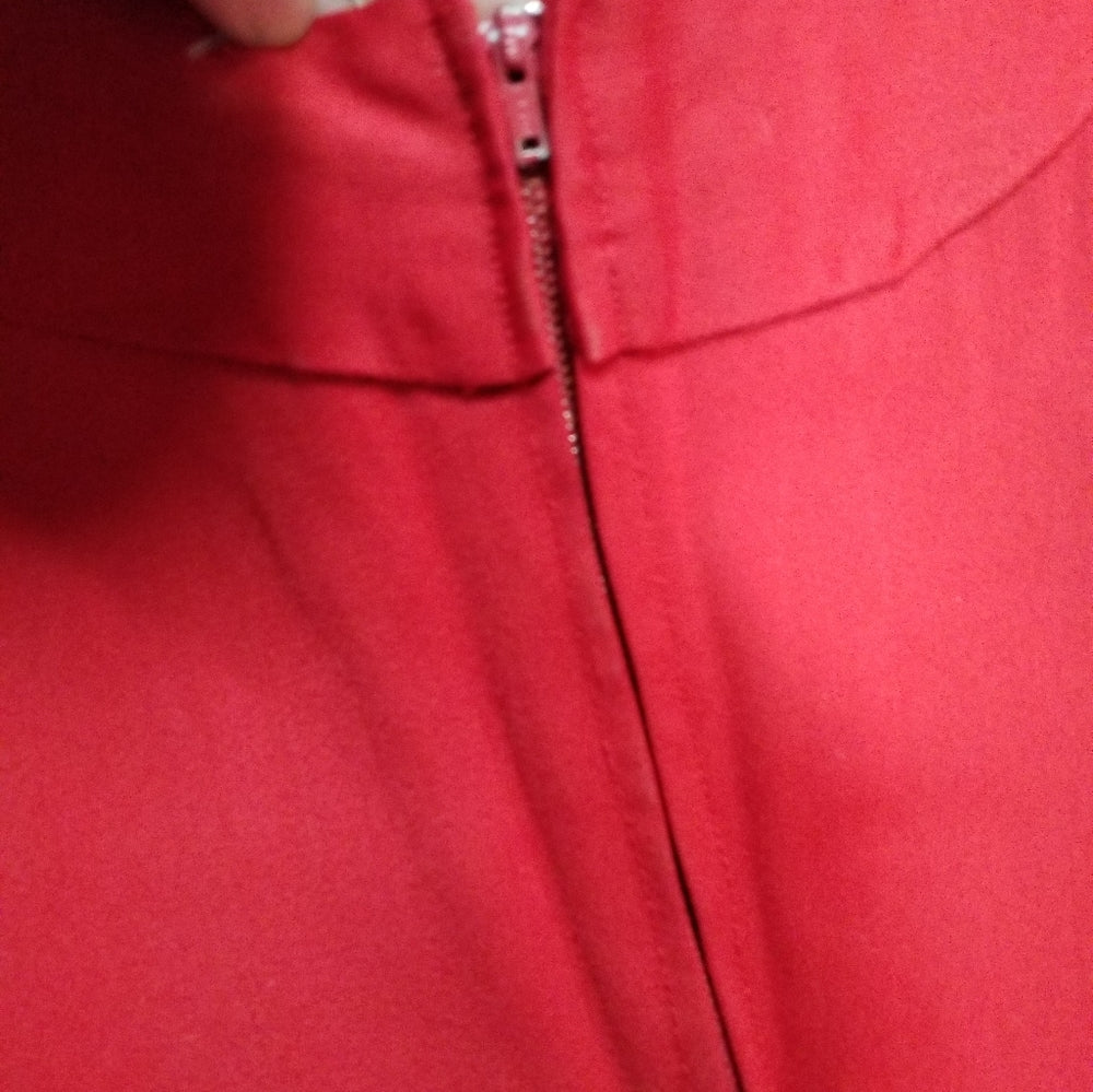 Medium 1960s Red Cotton Wiggle Dress metal zipper