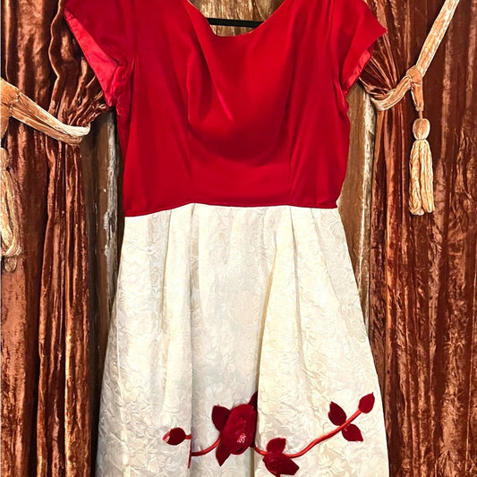 1950’s Medium Red Velvet Vintage Party Dress